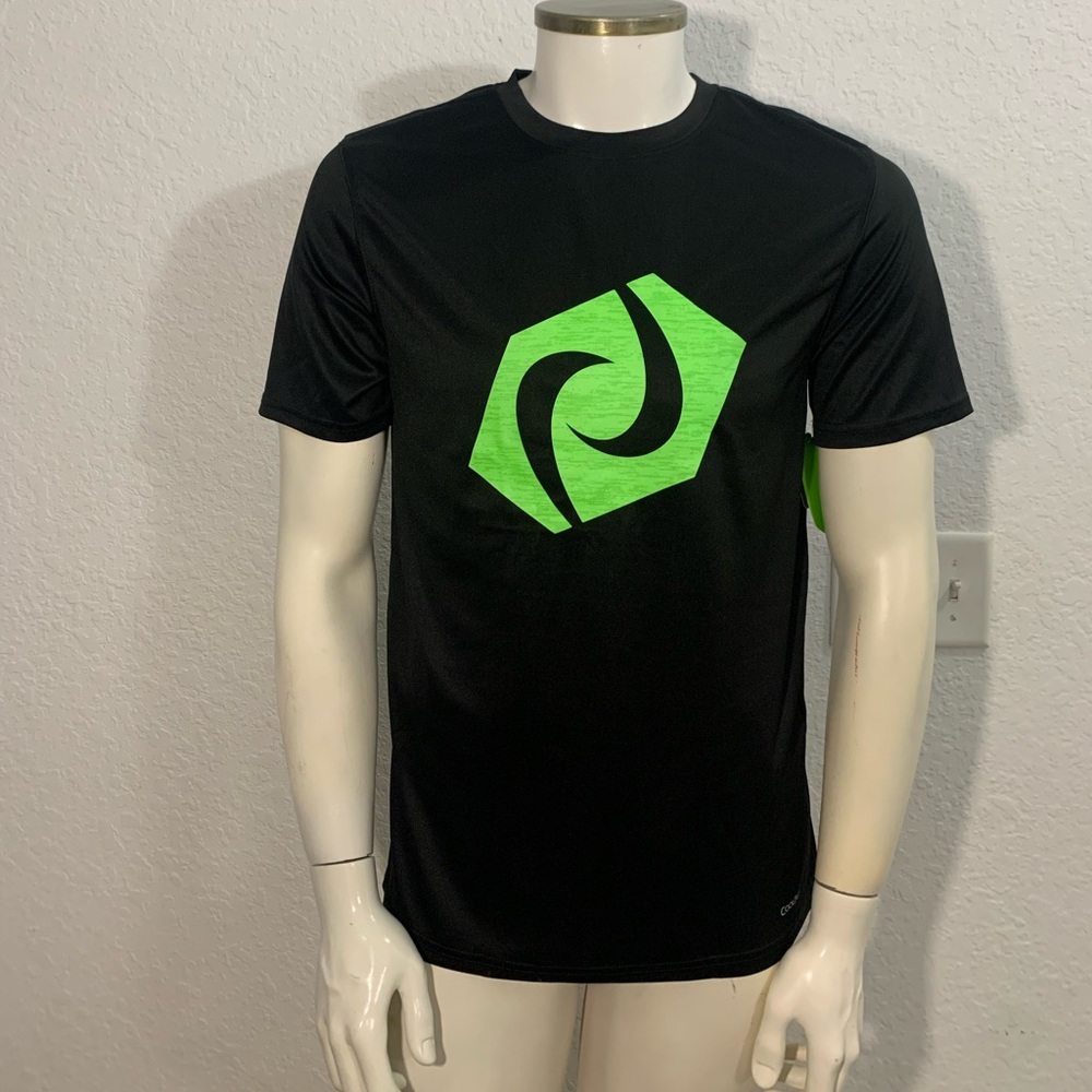 SB Tech Mens Dri Fit Cool Play Logo T-Shirt Black Neon Green Sz. M  Teens. NWT